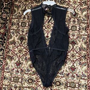 Victoria's Secret Black Lace Plunge Teddy Bodysuit New